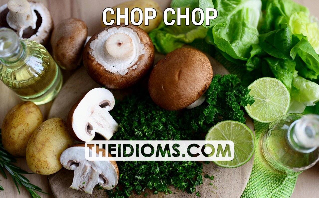 chop chop meaning, origin, example, sentence, etymology